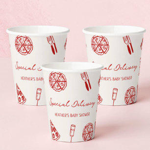 Special Delivery Italian Pizza Baby Shower Paper Cups