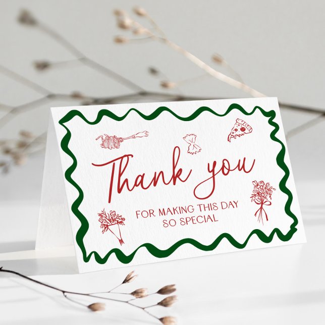 Special Delivery Italian Pizza Baby Shower Thank You Card (Italian themed pizza and pasta thank you card)