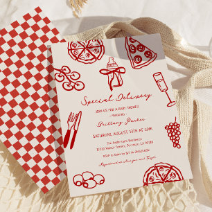 Special Delivery Italian Pizza Themed Baby Shower Invitation