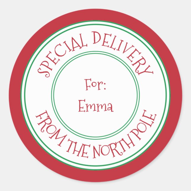 Special Delivery North Pole Christmas Gift Tag (Front)