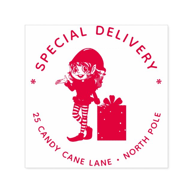 Special Delivery North Pole Elf Christmas Gift Self-inking Stamp (Design)
