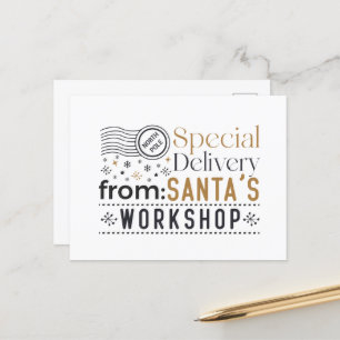 Special delivery North Pole Santa's workshop Holiday Postcard