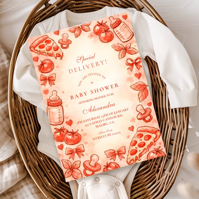 Special Delivery Pizza Baby Shower Invitation (Creator Uploaded)