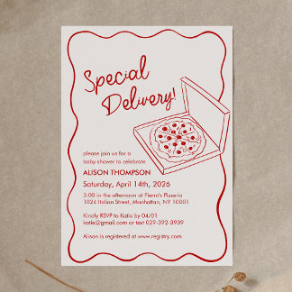 Special Delivery Pizza Baby Shower Invitation