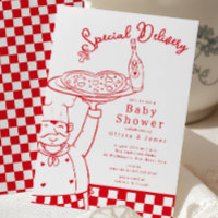 Special Delivery Pizza Baby Shower Invite