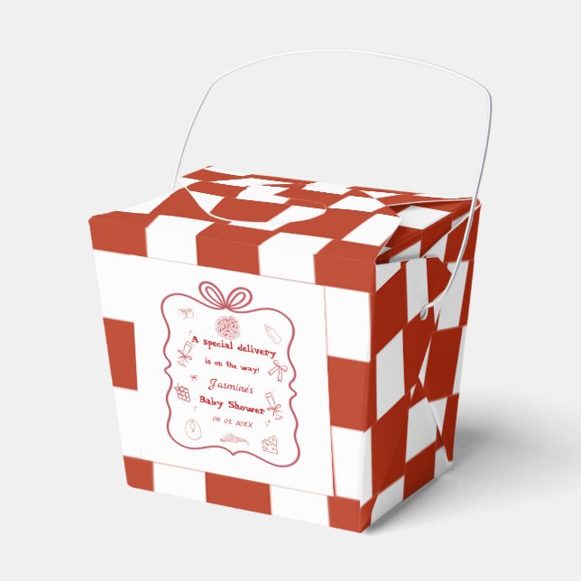 Special Delivery Pizza Baby Shower Party Favour Box (Front Side)
