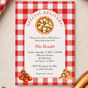 Special Delivery Pizza Italian Baby Shower Invitation