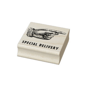 special delivery pointing finger rubber stamp