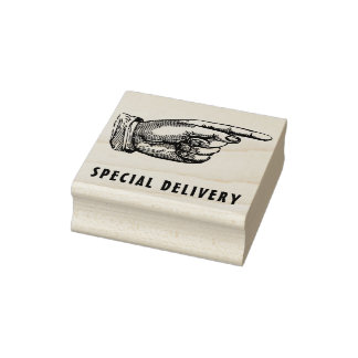 special delivery pointing finger rubber stamp