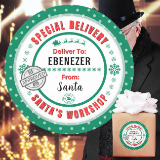 Special Delivery Santa to Child Bright Green Label