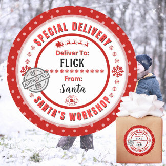 Special Delivery Santa to Child Bright Red Label