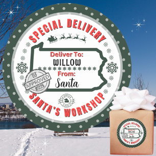 Special Delivery Santa to Child in Pennsylvania Classic Round Sticker