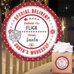 Special Delivery Santa to Child Red Gift Label<br><div class="desc">*** Recommend the 3" stickers for this adorable and cute To and From special delivery from Santa gift sticker tag. It's also easier to write on the Matte finish.*** Your kid's Christmas gifts will look epic with these fun, colourful, & personalised sticker labels. The design features a Special Delivery theme...</div>