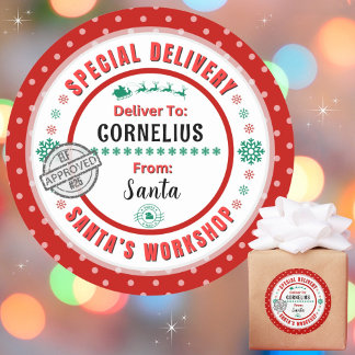 Special Delivery Santa to Child Red Green Label