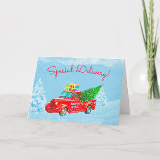 Special Delivery Santa's Pickup Truck Christmas Holiday Card