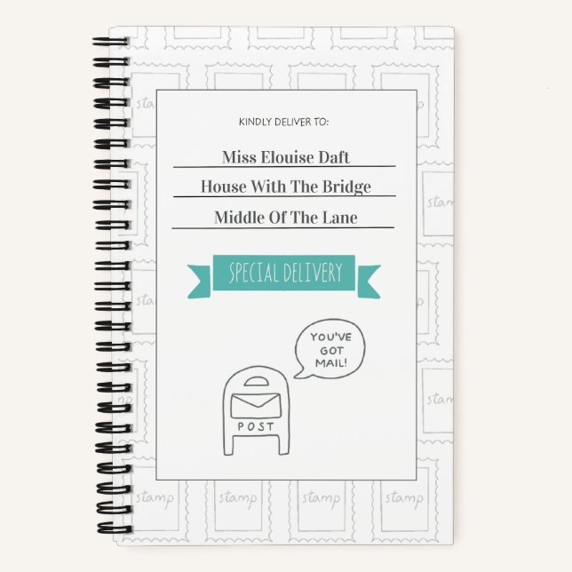 Special Delivery Snail Mail Personalised Notebook (Front)