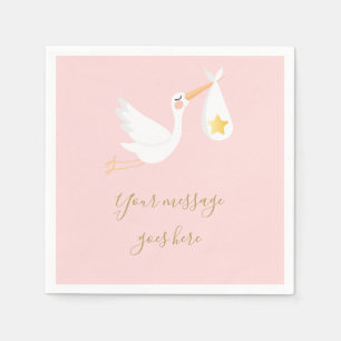 Special Delivery Stork Baby Girl Pink Shower Napkin
