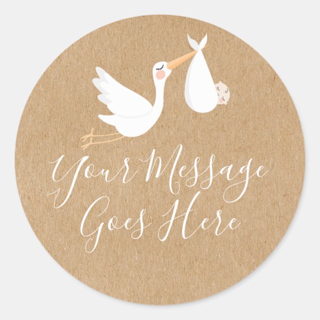 Special Delivery Stork Baby Newborn Classic Round Sticker (Front)
