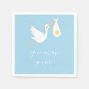 Special Delivery Stork Baby Shower Sprinkle Blue Napkin