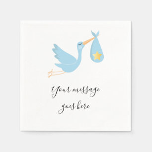 Special Delivery Stork Blue Baby Shower Sprinkle Napkin