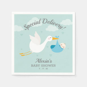 Special Delivery Stork Boy Baby Shower Napkins