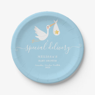 Special Delivery Stork Star Baby Shower Sprinkle Paper Plate