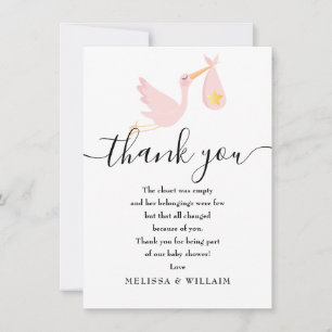 Special Delivery Thank You Baby Shower Pink Card