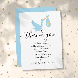 Special Delivery Thank You Poem Baby Boy Shower Card