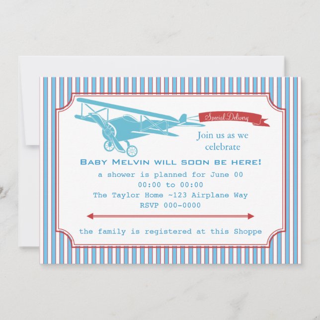 Special Delivery Vintage Aeroplane Invitation (Front)