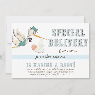 Special Delivery - Vintage Stork Invitation
