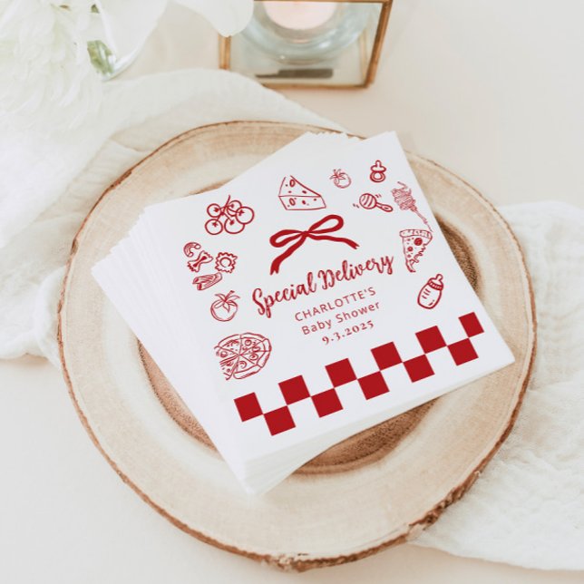 Special delivery Whimsical Bow Baby Shower Napkin (Creator Uploaded)
