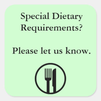 Special Dietary Requirements Square Sticker