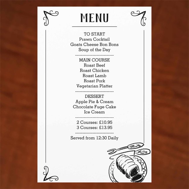 Special Dinner Menu with Image (Creator Uploaded)