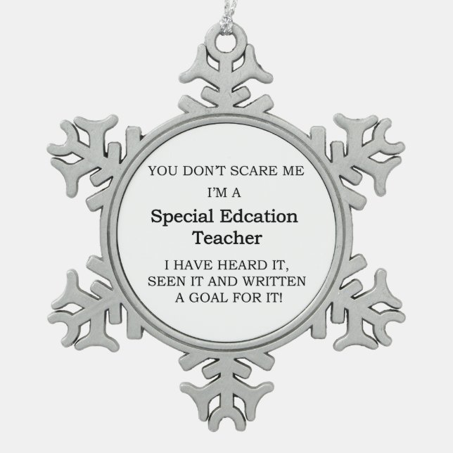 Special Ed. Teacher Snowflake Pewter Christmas Ornament (Front)