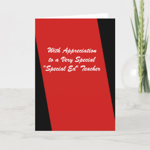 Special Ed Teacher Thank You Red and Black Card
