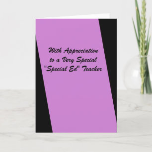 Special Ed Teacher Thank You Stripe of Fuschia Card