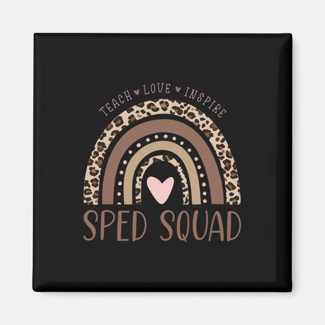 Special Education Sped Sped Squad Leopard Rainbow  Magnet (Front)