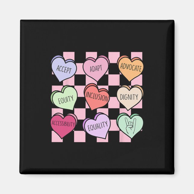 Special Education Teacher Candy Heart Valentines D Magnet (Front)