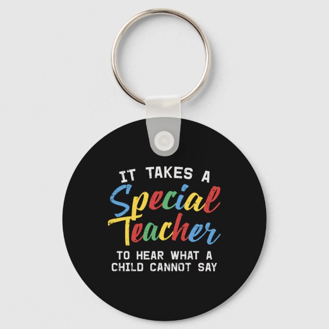 Special Education Teacher Cute Autism Awareness Gi Key Ring (Front)
