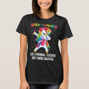 Special Education Teacher Dabbing Unicorn Back To  T-Shirt