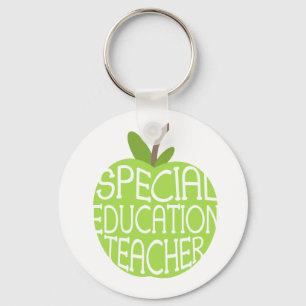 Special Education Teacher Green Apple Keychain