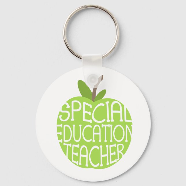 Special Education Teacher Green Apple Keychain (Front)