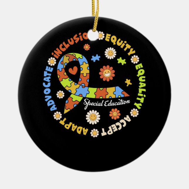 Special Education Teacher Inspirational Autism Awa Ceramic Tree Decoration (Front)