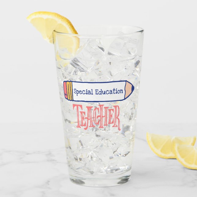 Special Education Teacher Pencil Design Glass (Front Ice)
