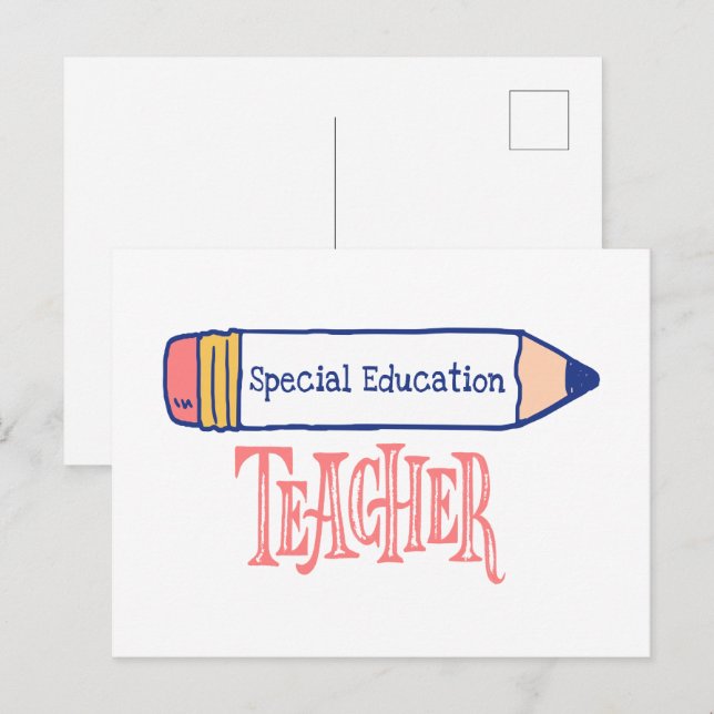 Special Education Teacher Pencil Design Postcard (Front/Back)
