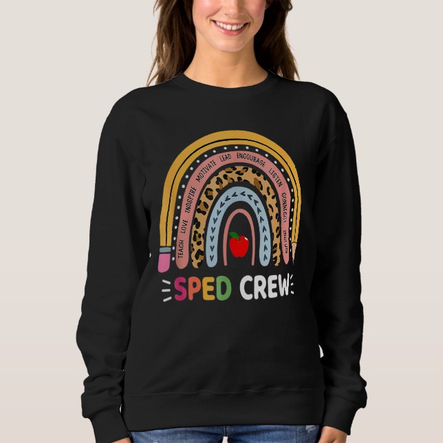 Special Education Teacher Sped Crew Boho Rainbow L Sweatshirt (Front)