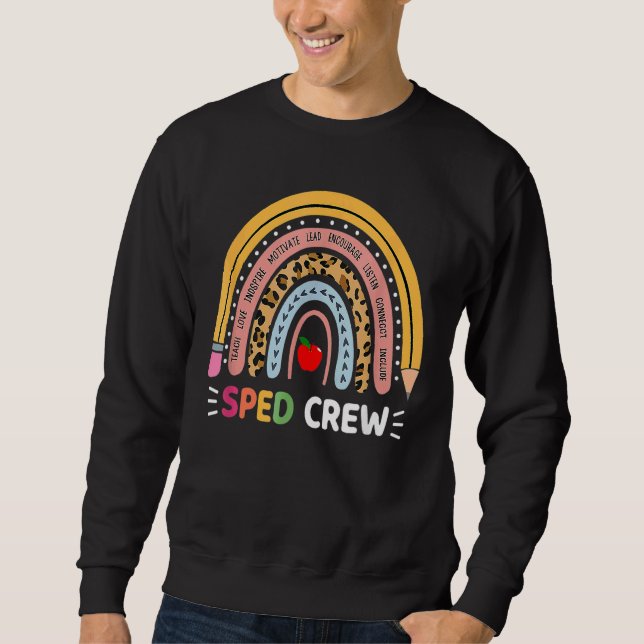 Special Education Teacher Sped Crew Leopard Boho R Sweatshirt (Front)