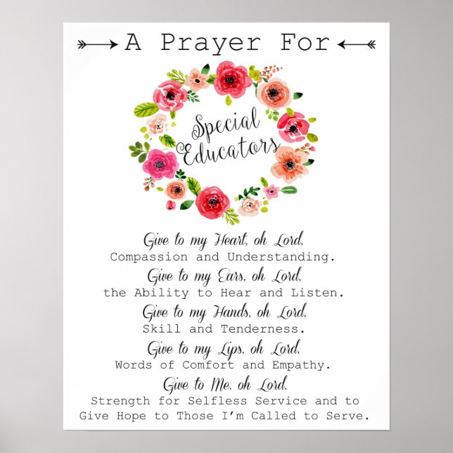 Special Educator Prayer Art Poster (Front)