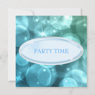 Special Event Elegant Silver Blue Star Bubbles Invitation