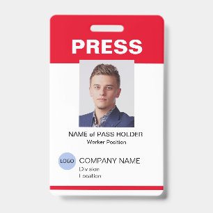 Special Event Guest Press Employee I.D. Badge ID Badge